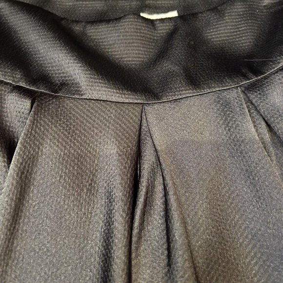 CACHE Womens Sz 6 BLACK PLEATED  Skirt Silky Stripe Full Swing EUC Belted - Picture 2 of 6